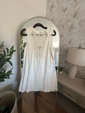 Free People Cream Crochet-Back Midi Dress